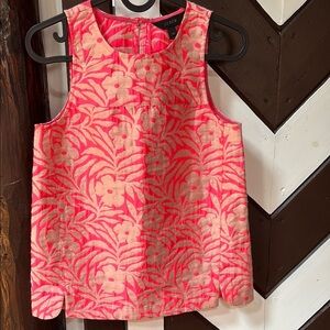 J. Crew Neon Pink Plumeria Jacquard Floral Sleeveless Like New!